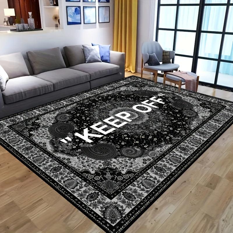 Non Slip Oriental Distressed Rug Machine Washable Faux Wool Floor Carpet