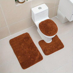 Soft Velvet Bath Rug Set Absorbent & Non Slip Mats - 3 Piece