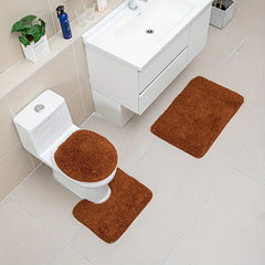 Soft Velvet Bath Rug Set Absorbent & Non Slip Mats - 3 Piece