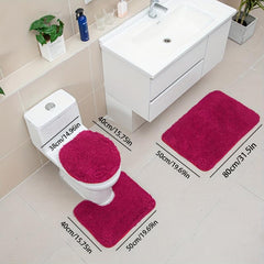 Soft Velvet Bath Rug Set Absorbent & Non Slip Mats - 3 Piece