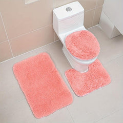 Soft Velvet Bath Rug Set Absorbent & Non Slip Mats - 3 Piece