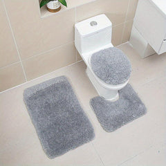 Soft Velvet Bath Rug Set Absorbent & Non Slip Mats - 3 Piece