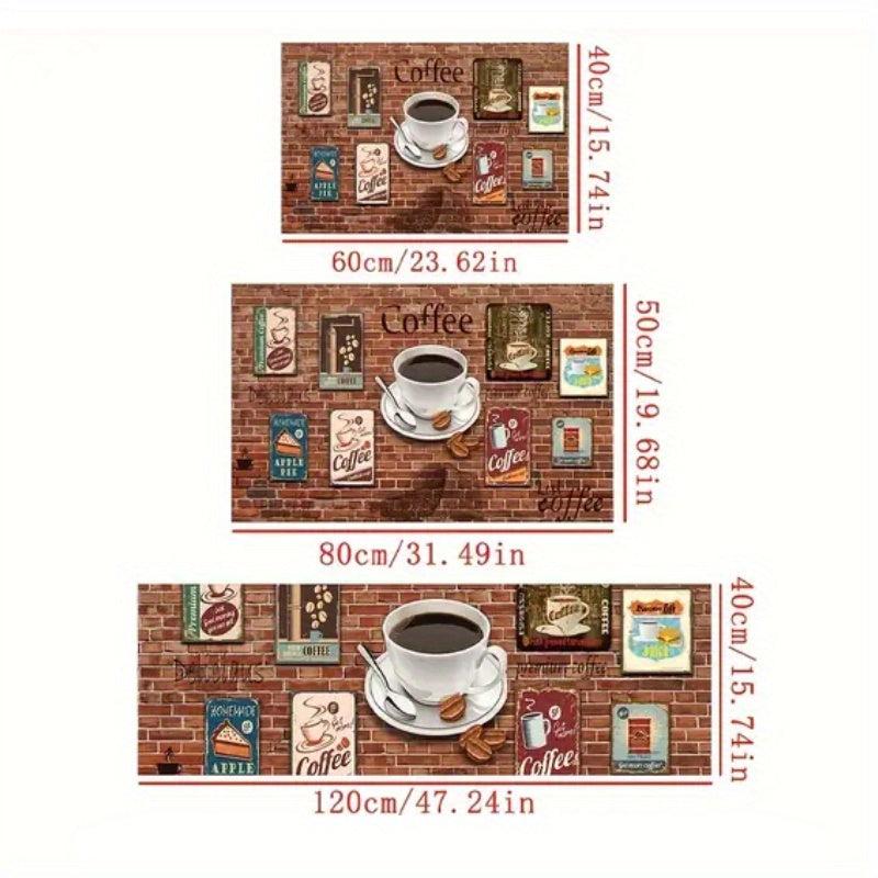 Coffee Print Kitchen Rug Soft Non Slip Non Shedding Kitchen Mat Absorbent Carpet
