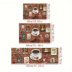 Coffee Print Kitchen Rug Soft Non Slip Non Shedding Kitchen Mat Absorbent Carpet