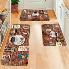 Coffee Print Kitchen Rug Soft Non Slip Non Shedding Kitchen Mat Absorbent Carpet