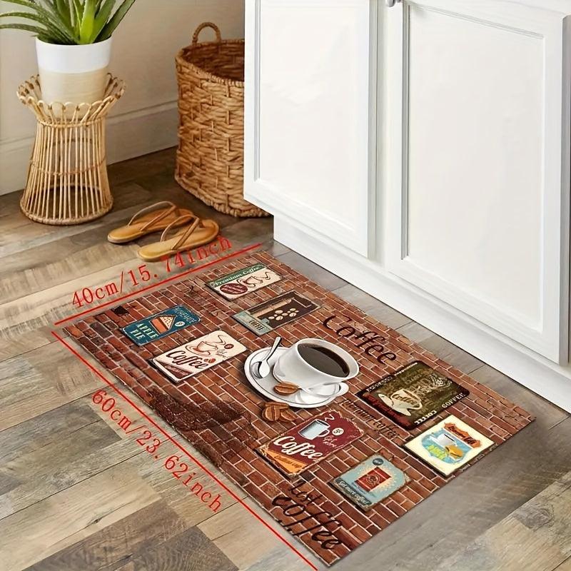 Coffee Print Kitchen Rug Soft Non Slip Non Shedding Kitchen Mat Absorbent Carpet
