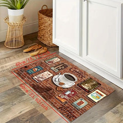 Coffee Print Kitchen Rug Soft Non Slip Non Shedding Kitchen Mat Absorbent Carpet