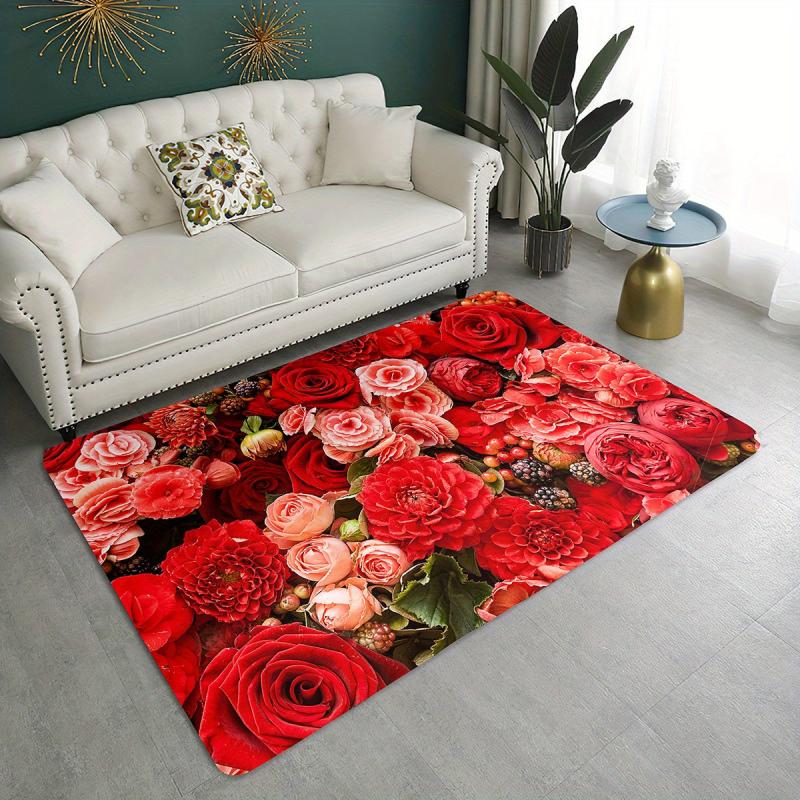 Floral Bath Mat Fast Drying Soft Carpet for Bathroom Living Room Bedroom