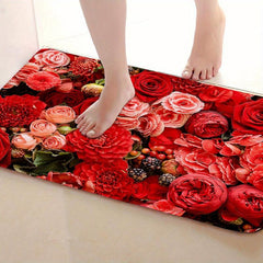 Floral Bath Mat Fast Drying Soft Carpet for Bathroom Living Room Bedroom