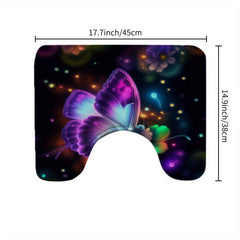 3 Piece Butterfly Bathroom Rug Set Non Slip Extra Absorbent Soft Mats