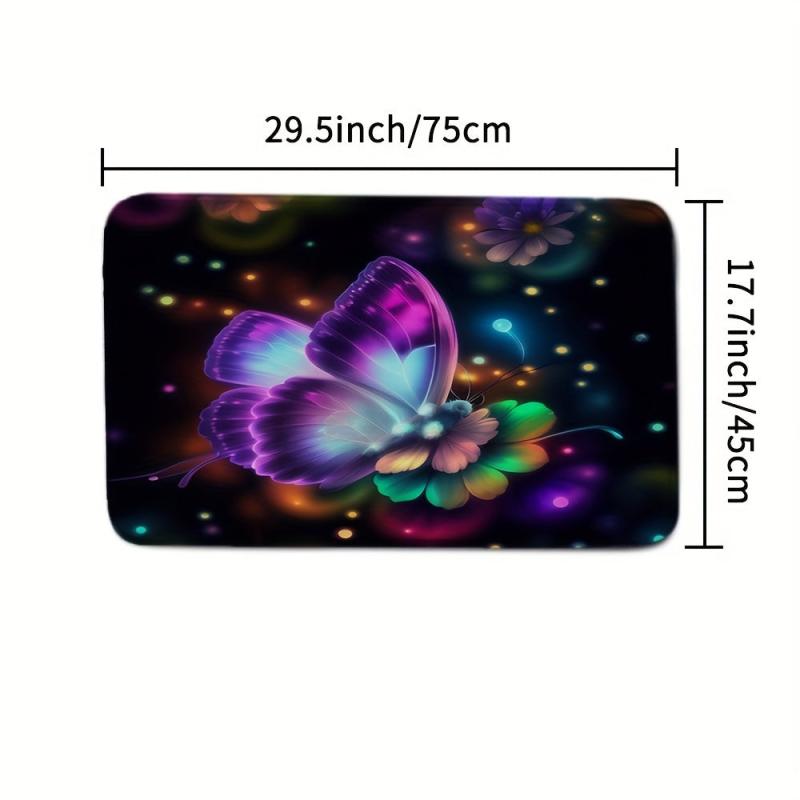 3 Piece Butterfly Bathroom Rug Set Non Slip Extra Absorbent Soft Mats