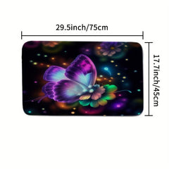 3 Piece Butterfly Bathroom Rug Set Non Slip Extra Absorbent Soft Mats