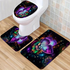 3 Piece Butterfly Bathroom Rug Set Non Slip Extra Absorbent Soft Mats