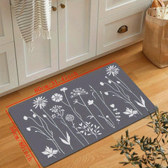 Soft Floral Kitchen Floor Mat Non-Slip Waterproof Doormat
