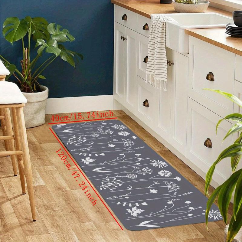 Soft Floral Kitchen Floor Mat Non-Slip Waterproof Doormat