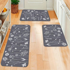 Soft Floral Kitchen Floor Mat Non-Slip Waterproof Doormat