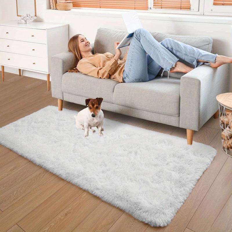 Soft Fluffy Shaggy Area Rug for Bedroom Tie Dyed Living Room Carpet