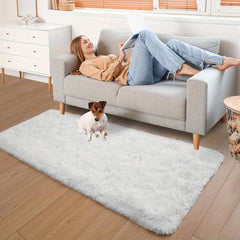 Soft Fluffy Shaggy Area Rug for Bedroom Tie Dyed Living Room Carpet