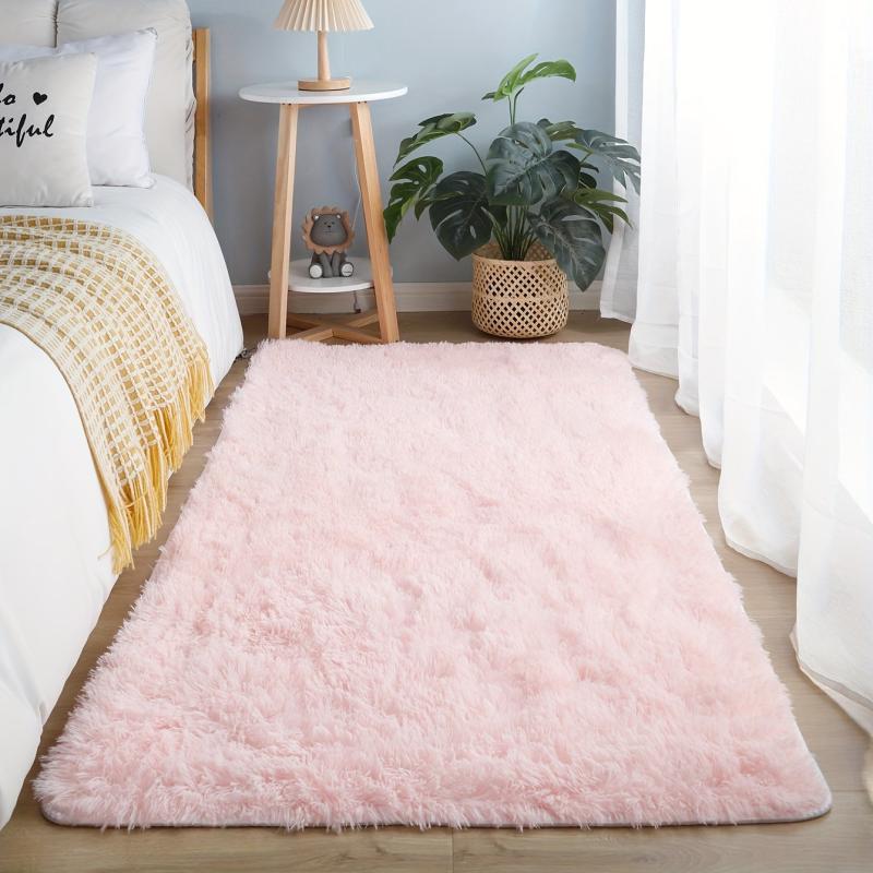 Soft Pink Shag Rug for Nursery Living Room Dorm Decor
