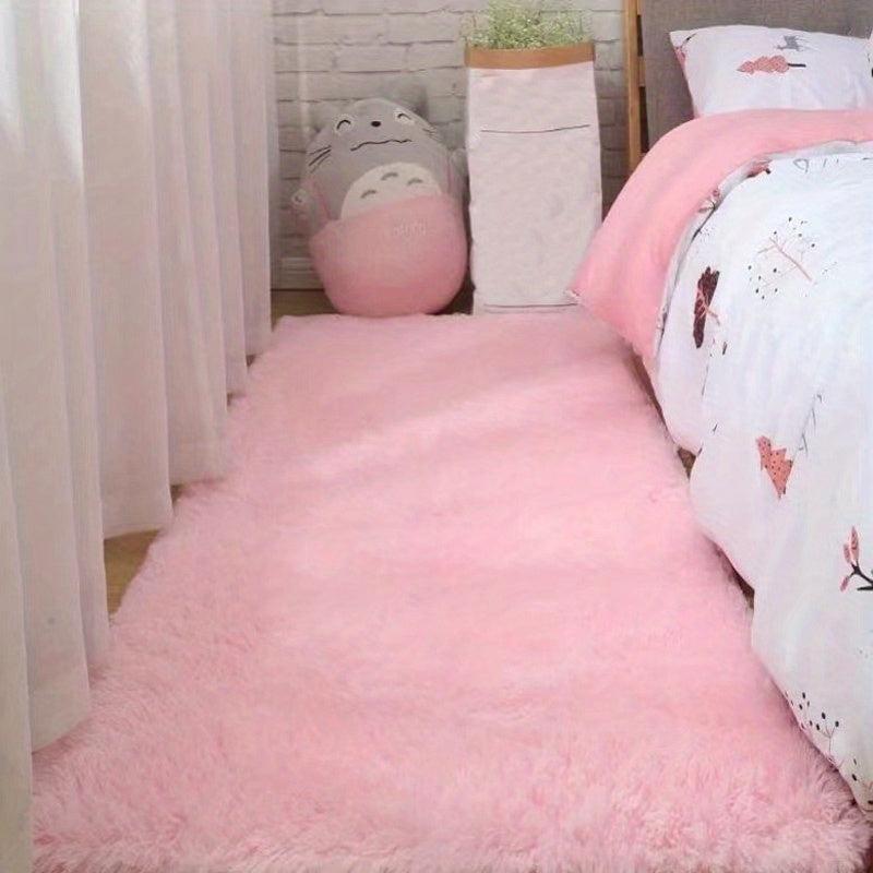 Soft Pink Shag Rug for Nursery Living Room Dorm Decor