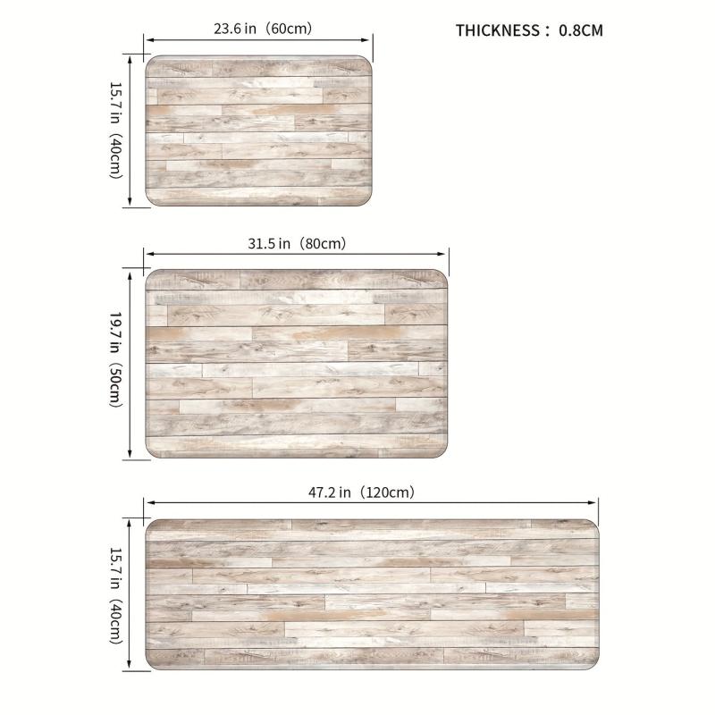 Wooden Pattern Kitchen Rug 40x50 Laundry Floor Mat
