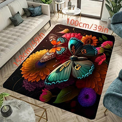 3D Butterfly Floor Mat Marble Floral Mushroom Skull Butterfly Printed Carpet
