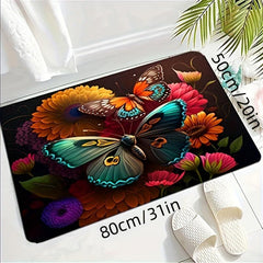 3D Butterfly Floor Mat Marble Floral Mushroom Skull Butterfly Printed Carpet