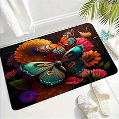 3D Butterfly Floor Mat Marble Floral Mushroom Skull Butterfly Printed Carpet