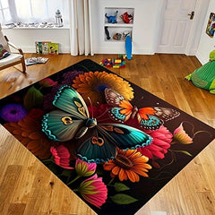 3D Butterfly Floor Mat Marble Floral Mushroom Skull Butterfly Printed Carpet