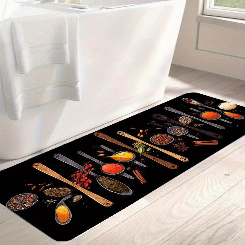 Flannel Kitchen Runner Rug 3D Seasoning Kitchen Carpet