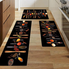 Flannel Kitchen Runner Rug 3D Seasoning Kitchen Carpet