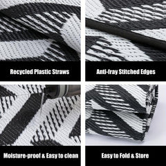 Outdoor Rug Carpet Patio RV Camping Non-slip Waterproof Reversible Portable Str