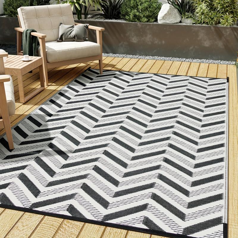 Outdoor Rug Carpet Patio RV Camping Non-slip Waterproof Reversible Portable Str