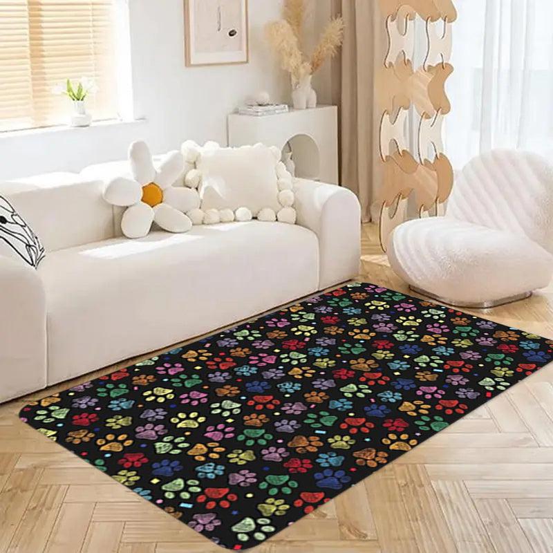 Graffiti Paw Print Area Rug Non-slip Bathroom Mat Living Room Carpet