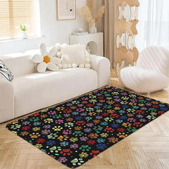 Graffiti Paw Print Area Rug Non-slip Bathroom Mat Living Room Carpet