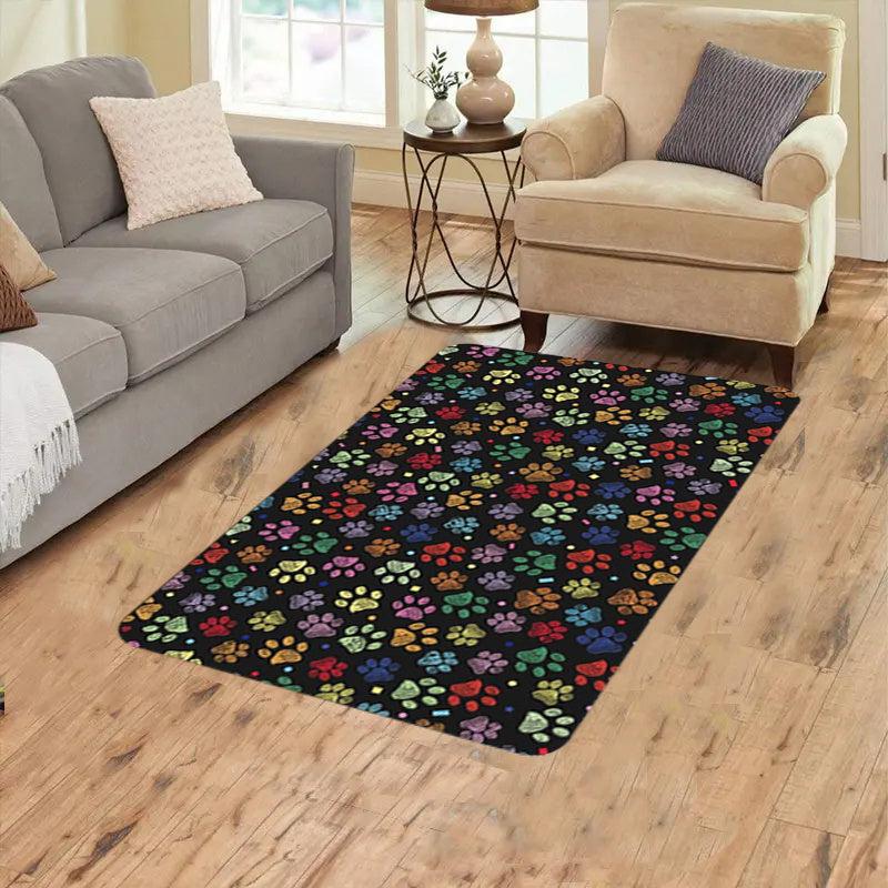 Graffiti Paw Print Area Rug Non-slip Bathroom Mat Living Room Carpet