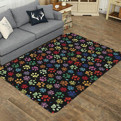 Graffiti Paw Print Area Rug Non-slip Bathroom Mat Living Room Carpet