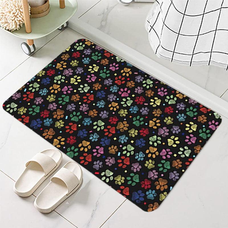 Graffiti Paw Print Area Rug Non-slip Bathroom Mat Living Room Carpet