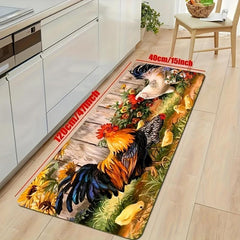 Rooster Sunflower Anti Fatigue Kitchen Waterproof Rug Set