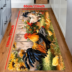 Rooster Sunflower Anti Fatigue Kitchen Waterproof Rug Set