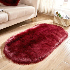 Soft Faux Sheepskin Oval Area Rug for Bedroom