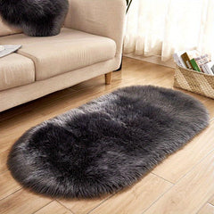 Soft Faux Sheepskin Oval Area Rug for Bedroom