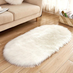 Soft Faux Sheepskin Oval Area Rug for Bedroom