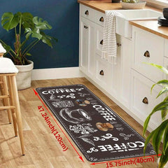 Coffee Print Anti-fatigue Kitchen Floor Mat Anti-slip Polyester Carpet