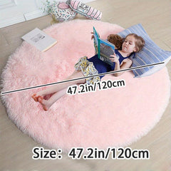 Soft Fluffy Round Rug 4'x4' Non Slip Plush Carpet