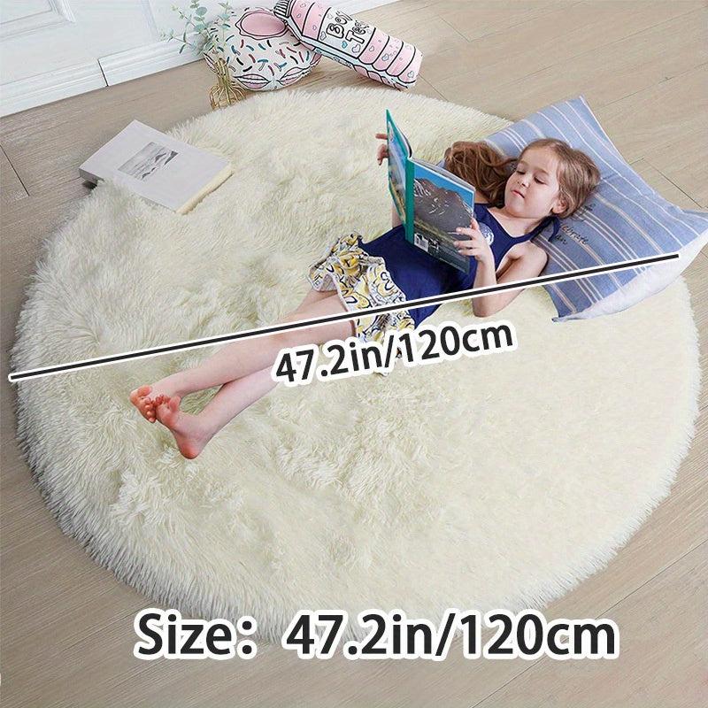 Soft Fluffy Round Rug 4'x4' Non Slip Plush Carpet