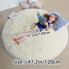 Soft Fluffy Round Rug 4'x4' Non Slip Plush Carpet