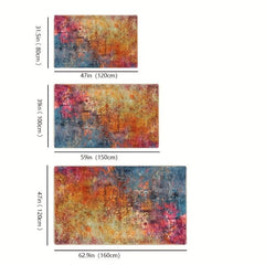 Modern Abstract Area Rug Colorful Boho Design Non Slip Washable Floor Mat