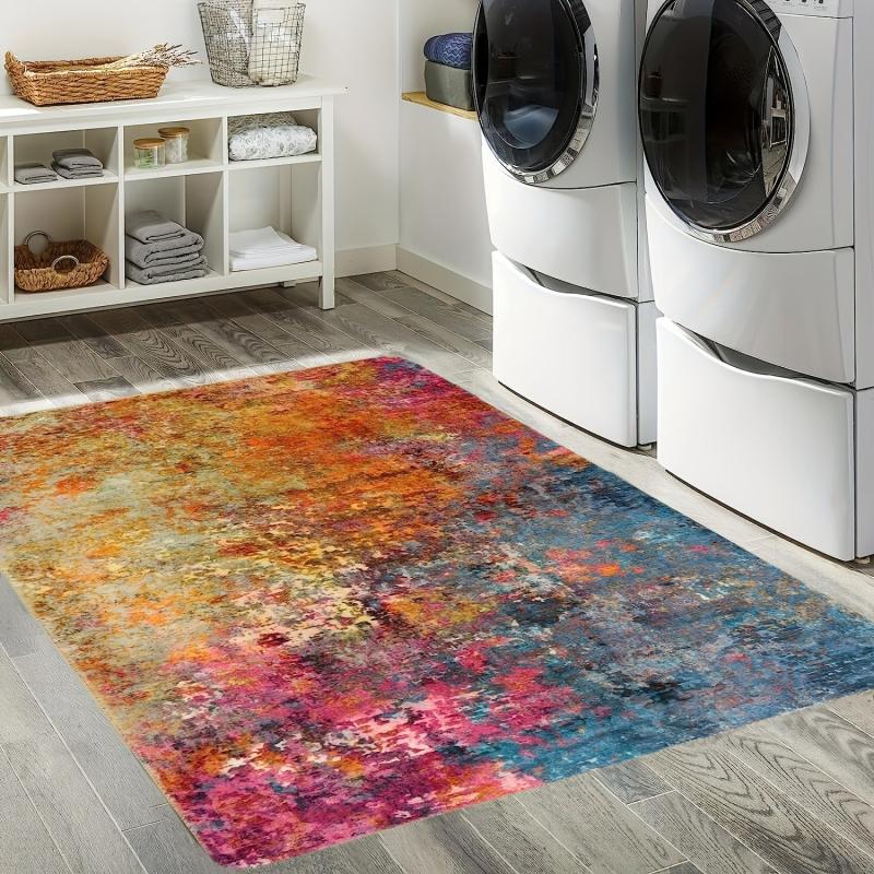 Modern Abstract Area Rug Colorful Boho Design Non Slip Washable Floor Mat
