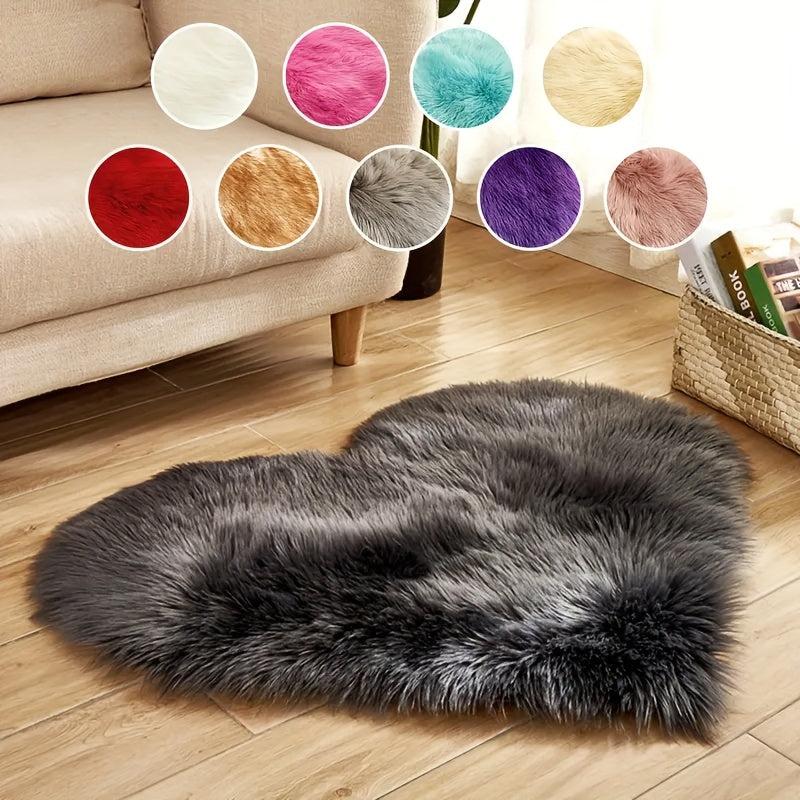 1pc Fluffy Area Rug Heart Shaped Living Room Mat Indoor Floor Mat Non slip